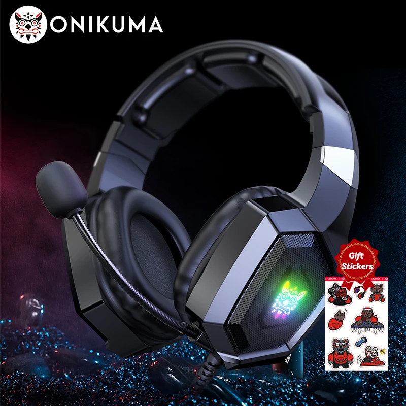 ONIKUMA K8 Wired Gaming Headsets Noise Cancelling Headphones Music Earphones Suitable For Computer Laptop With RGB Lighting Mic