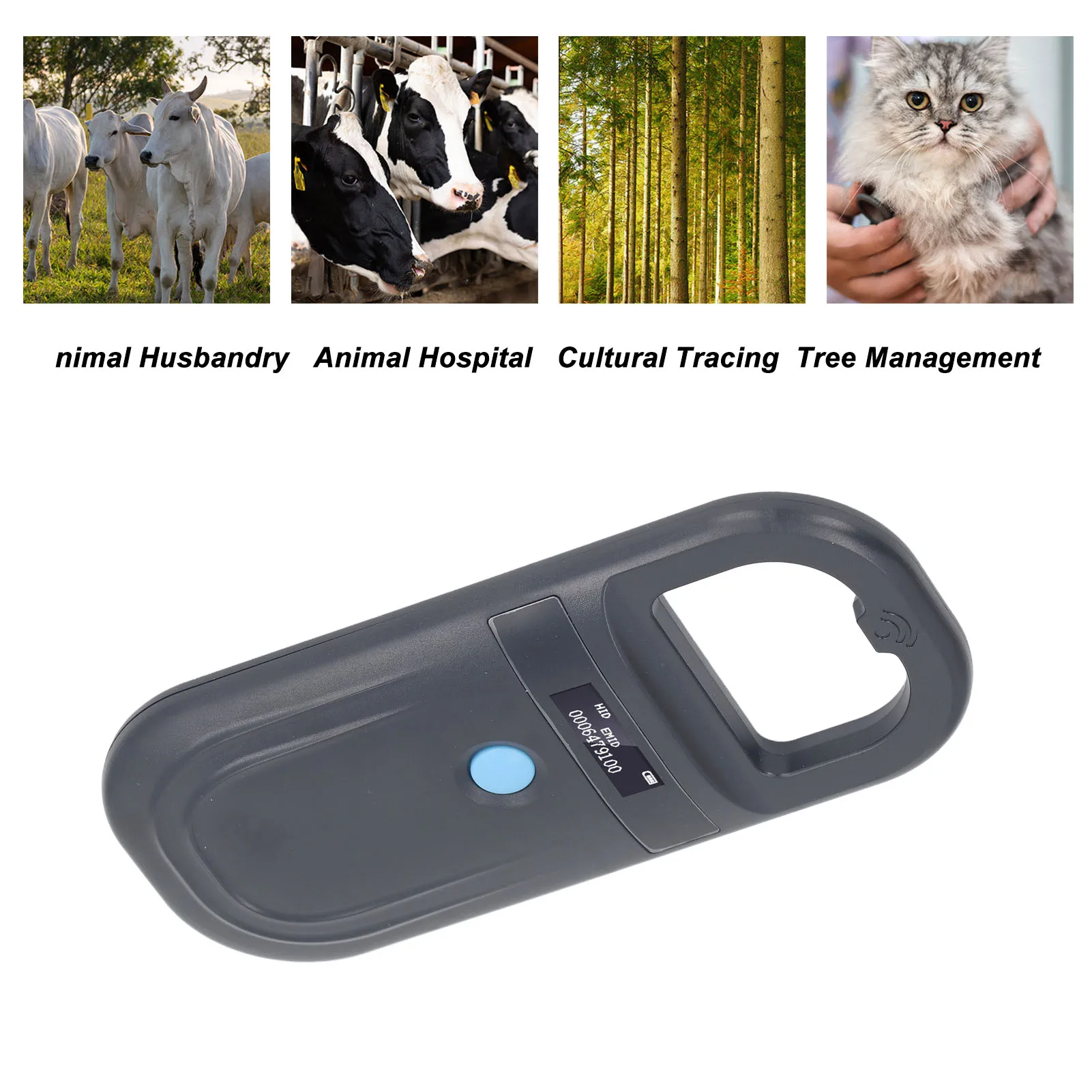 Animal Tag Reader Side Non Slip Design 134.2KHz Pet Chip Scanner Compact Size 15cm Reading Distance for Resource Management