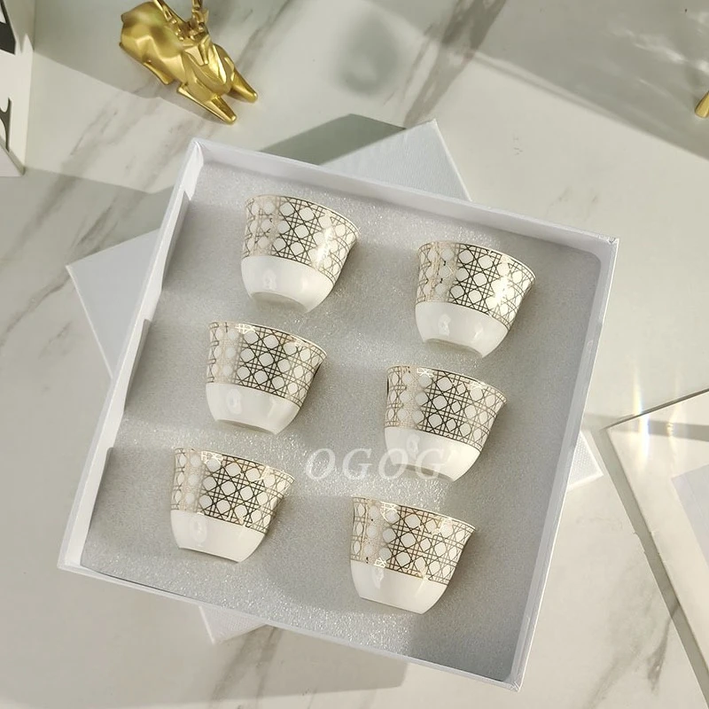 

Premium Fashion Light Luxury Turkish Small Tea Cup Office Home Hand Hold Cup Stylish Tableware Luxury Gift Box