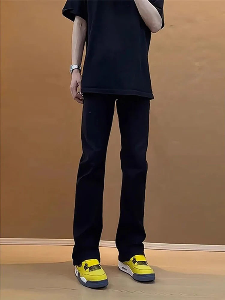 

Мужские облегающие джинсы с подкладкой Cleanfit, высокая талия, подтяжка живота, осень-зима, длинные брюки, прямые брюки, износостойкие