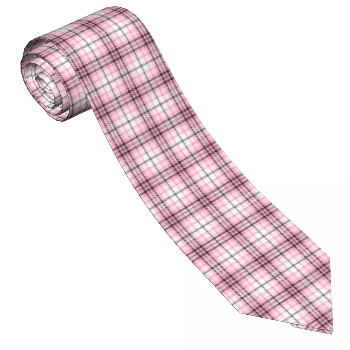 

Pink Plaids Print Tie Abstract Geometrical Square Daily Wear Neck Ties Men Vintage Cool Necktie Accessories Custom Collar Tie