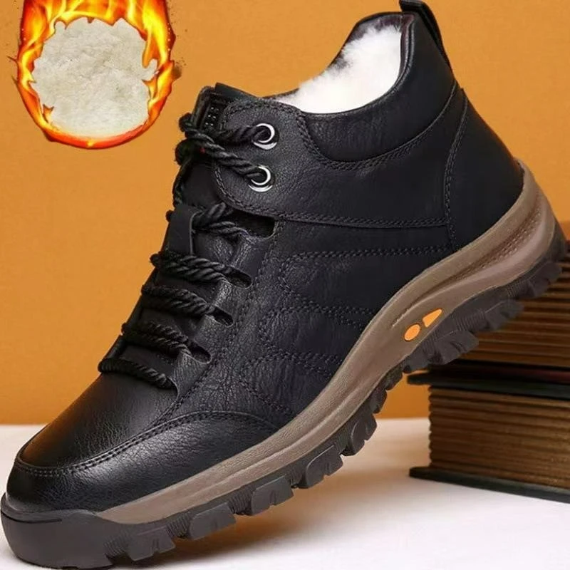 Winter Thickened Warm Sports Shoes Thick Sole Leather Casual Work Shoes Outdoor Hiking Boots