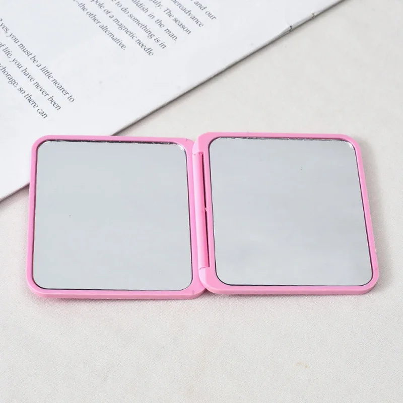 2-Face Makeup Mirror Square Portable Cute Girl'S Gift Hand Mini Mirror Pocket Double-Sided Makeup Mirror Compact Multiple Colors