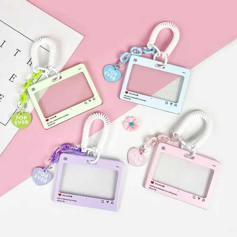 Cute Dialog Box Transparent Card Cover Student Cartoon Slider Card Pack Game Card ID Card Set Pendant Anti-lost