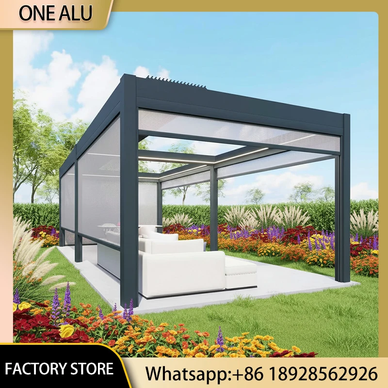 Large Motorized Aluminum Gazebo with Electric Roof Outdoor Wedding Event Pavilion for Commercial