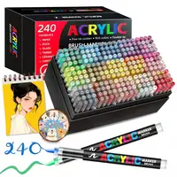 Marcadores de pluma de pintura acrílica de 12-288 colores Marcadores de pintura con punta de pincel de fieltro acrílico Para madera, pintura rupestre, lienzo, regalo, manualidades DIY