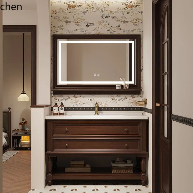 Imagen 4: Mueble de baño con lavabo integrado de cerámica, modelo r5.15, de madera maciza.