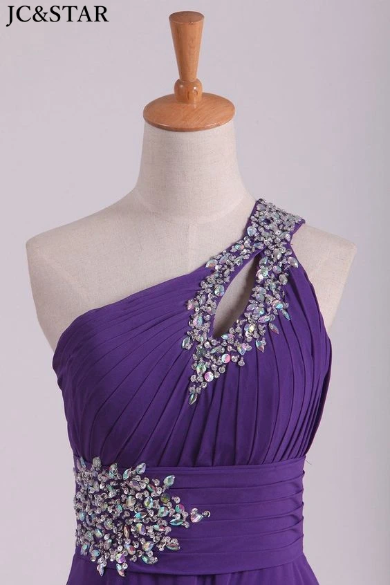 Vestidos De Dama De Noiva Roxo, Um Ombro Chiffon, Crystal Aline, Vestidos De Festa De Casamento