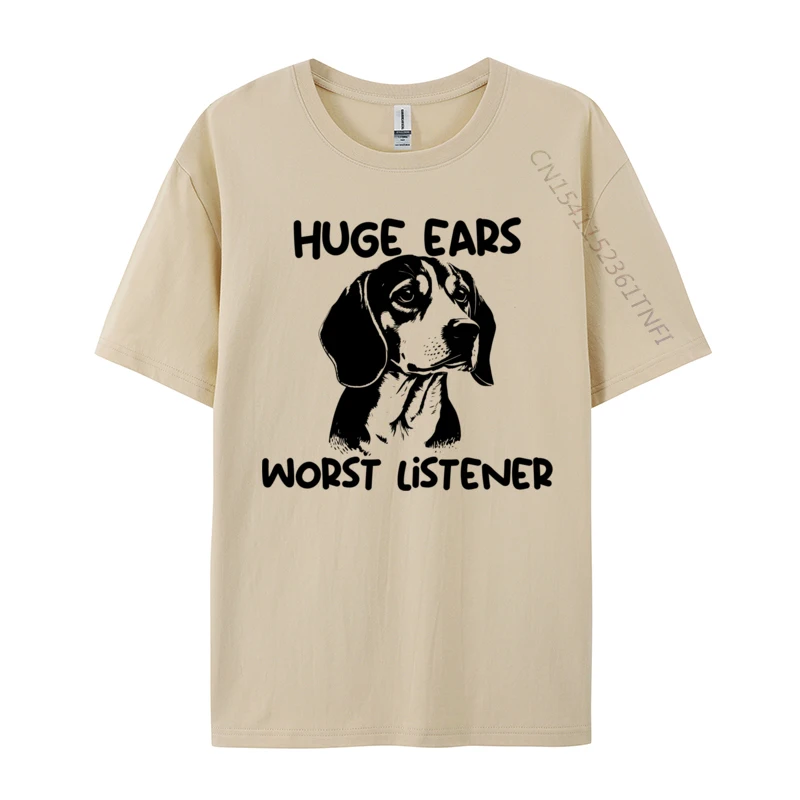 Beagle huge ears worst listener Beagle huge ears worst listener Tops Shirt Cotton Men T-shirts Tops T Shirt Prevalent