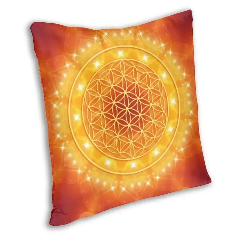 Flower Of Life Golden Light Energy Cushion Cover 40x40 Decoration 3D Print Geometric Mandala Throw Pillow for Car Two Side