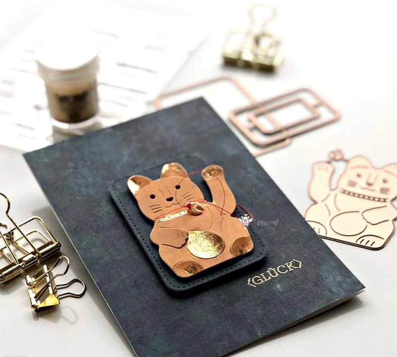 1 قطعة أصبع الحرفية المعادن قطع يموت قطع يموت العفن محظوظ القط قصاصات ورقية كرافت قالب شفرة لكمة الإستنسل يموت #5