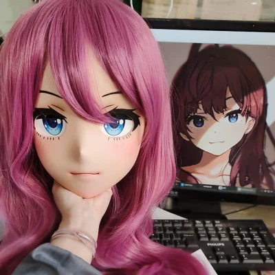 

(GLA036) Настроить персонаж, смола, половина головы, японское анимего, косплей, кукла для переодевания, аниме, маска кигуруми с глазами и париком