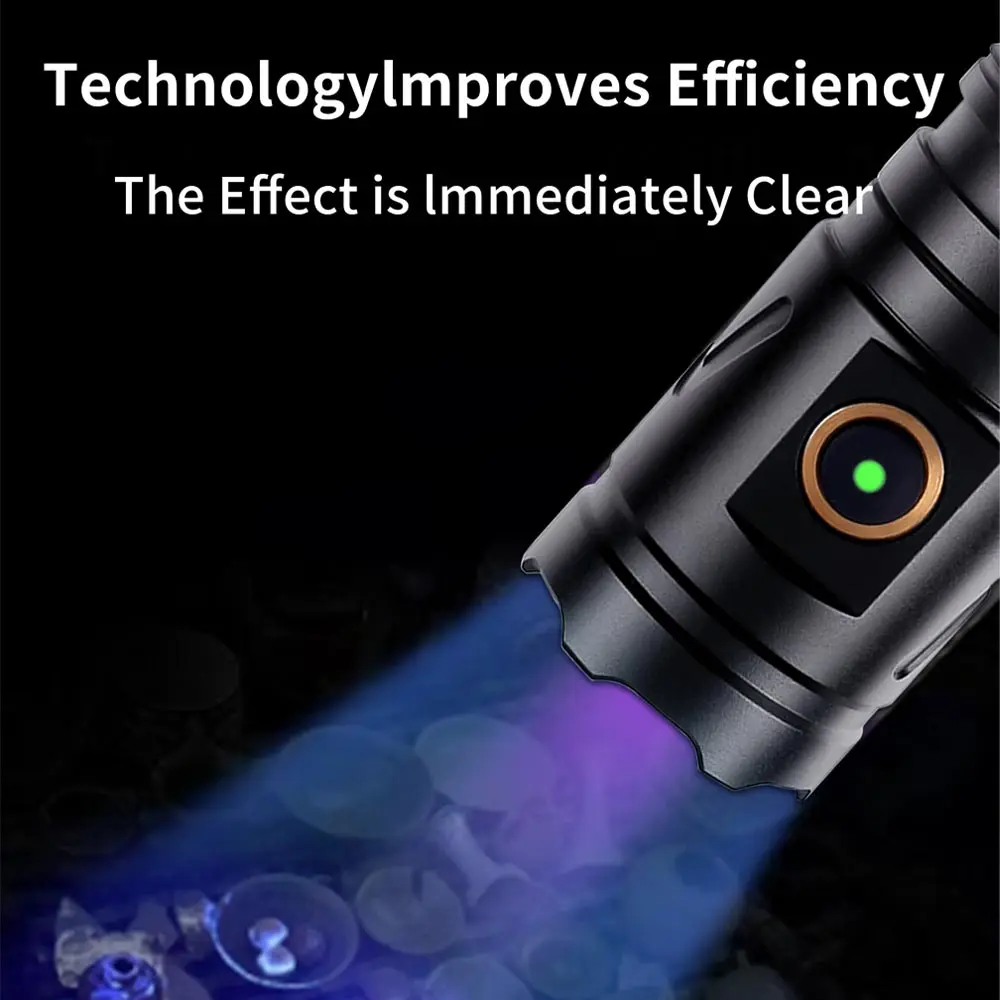 30W UV Flashlight 365nm Black Mirror Torch 3led Flashlamp Ultraviolet Ink Dryer Money Fluorescer Detector Purple Light Torch