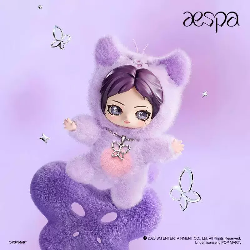 POPMART Aespa Fluffy Friend Series Plush Doll Pendant/Mobile Phone Lanyard / Card Blind Box Toy Desktop Holiday Gifts Kpop Fans