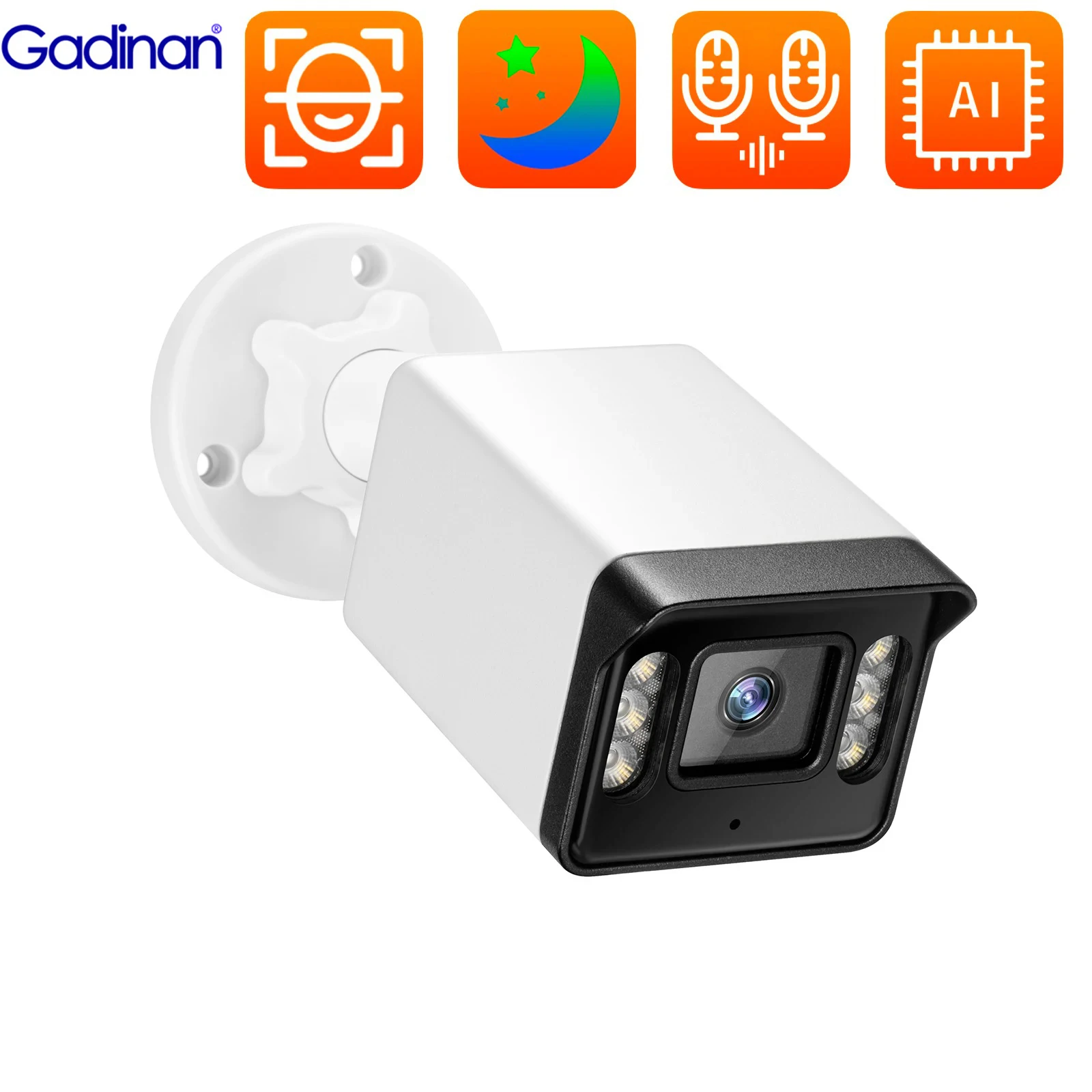 

Gadinan 8MP IP Camera 4MP 5MP Outdoor Waterproof Color Night Vision AI Human Body Detection Two-way Audio Security Camera POE