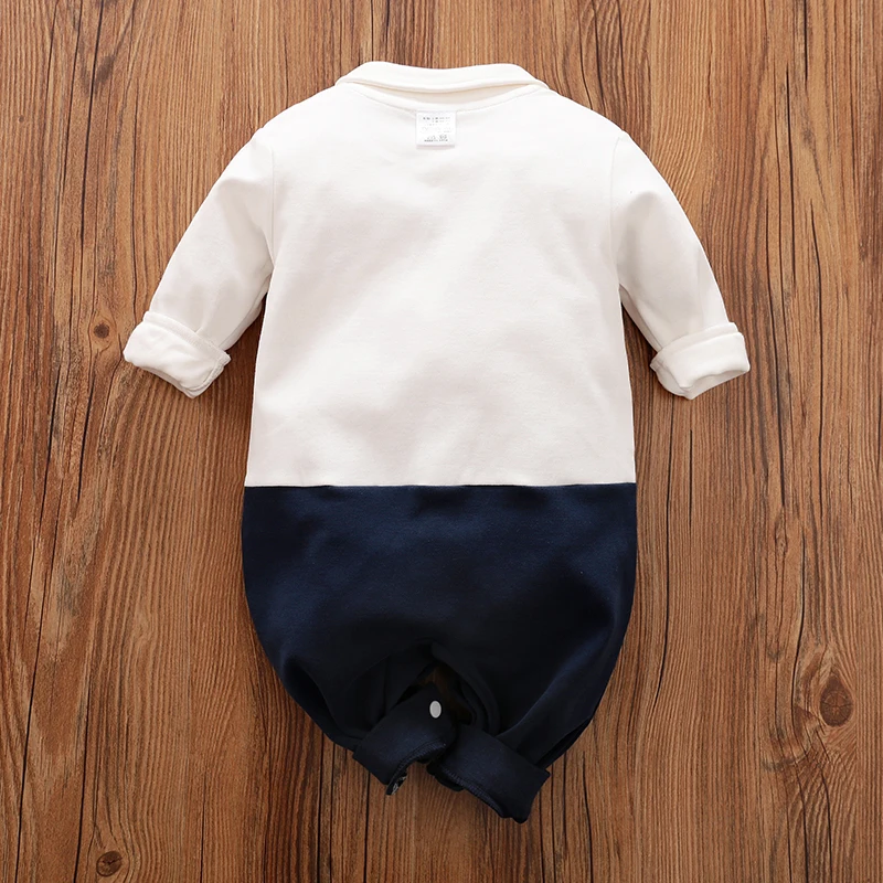 0-18 Baby Long Sleeved Jumpsuit With Gentlemen\'s Party Cotton Straps For Comfortable And Soft Spring And Autumn Newborn Clothes