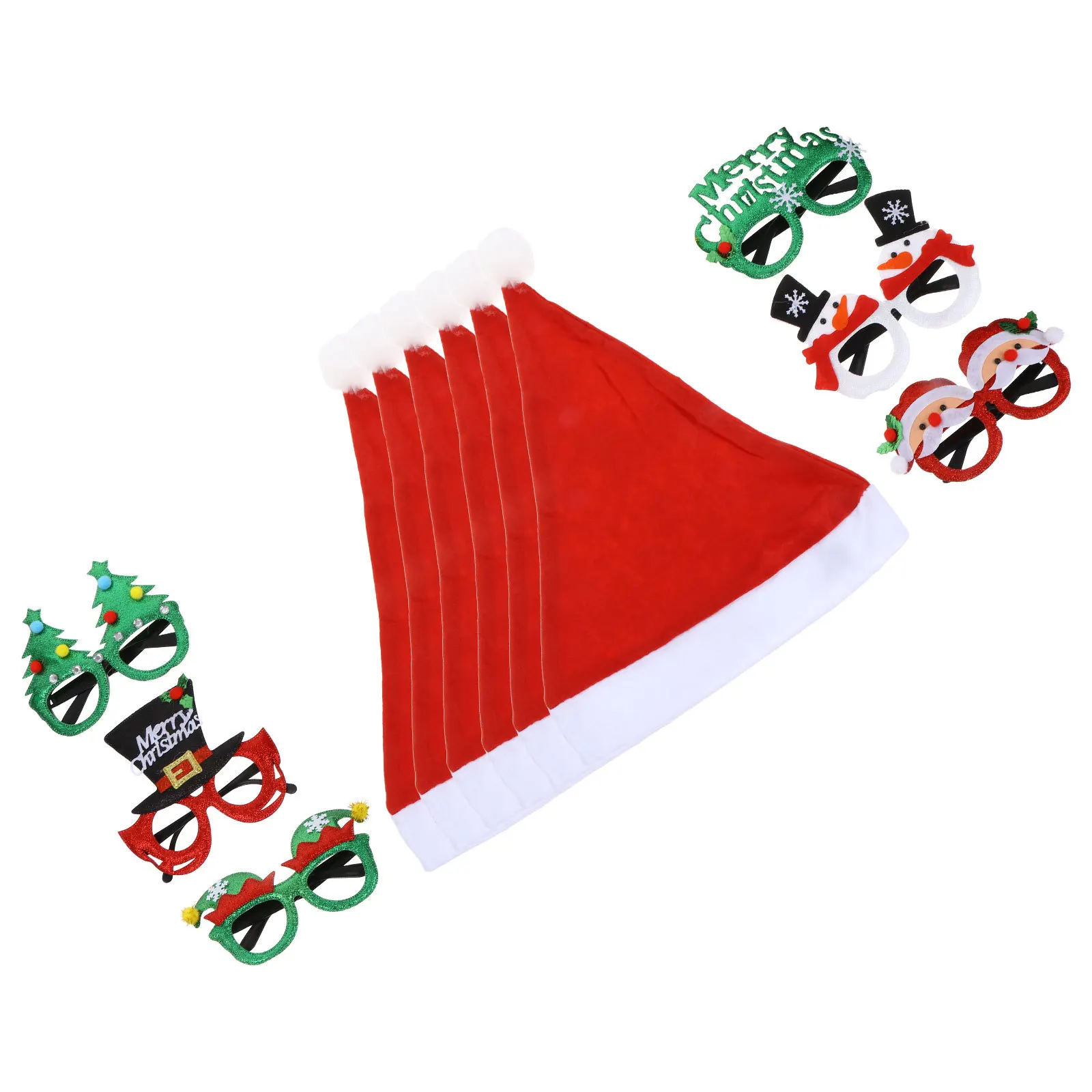 

1Set Christmas Party Props Hat Headbands Glasses Premium Material Festive Costume Decoration Xmas Accessory Set for Adults