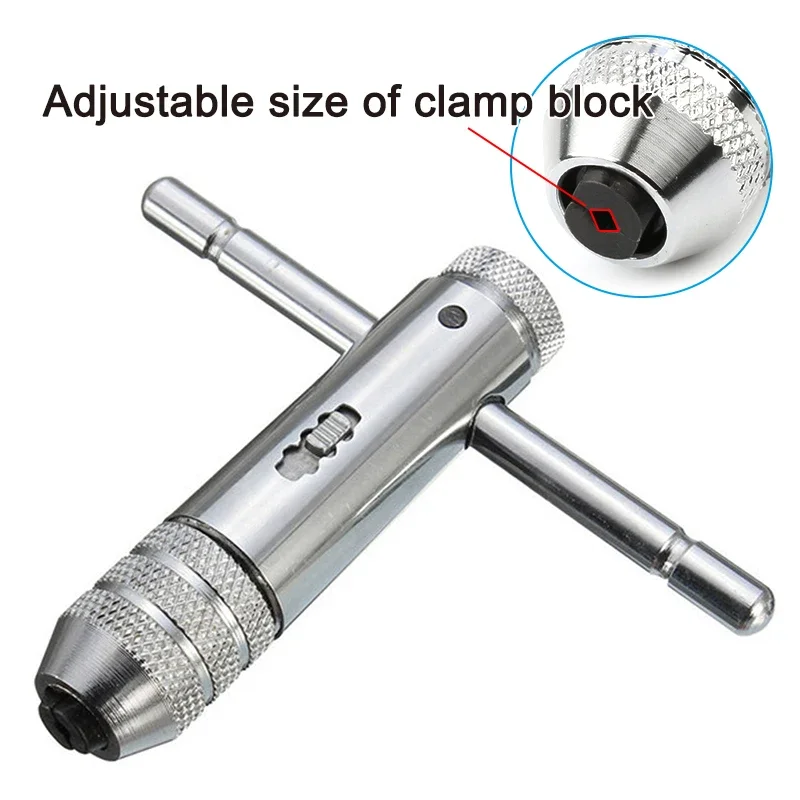 T-shaped wrench M3-M8 straight groove hand tap ratchet wrench adjustable forward reverse thread tapping tool accessory