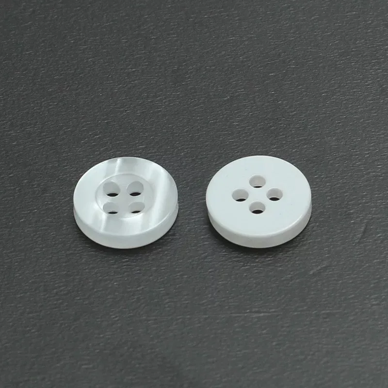 100 Pcs Resin Pearlescent Shirt Button White Edge Wide Edge Versatile Four Eye Button Clothing Apparel Crafts