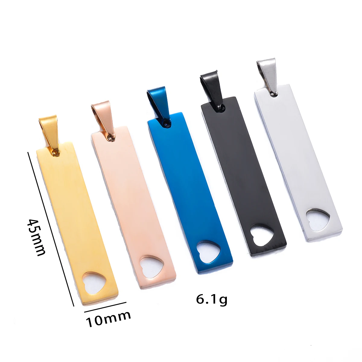 

10Pcs Rectangle Stainless Steel Dog Tag Mirror Polishing Hollow Heart Pendant DIY Necklace Keychain Accessary Wholesale