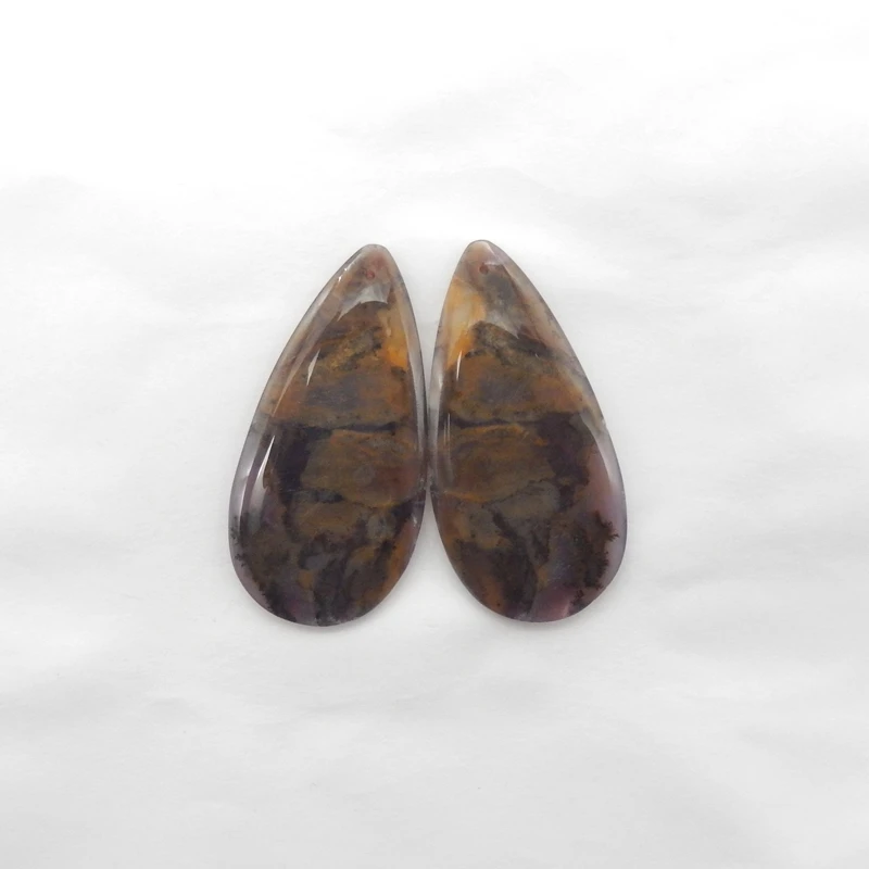 Natural Stone Arborization Opal Water Drop Earring Beads Front Drilled Fashion Jewelry Accessory 47x23x4mm 14.8g Gift