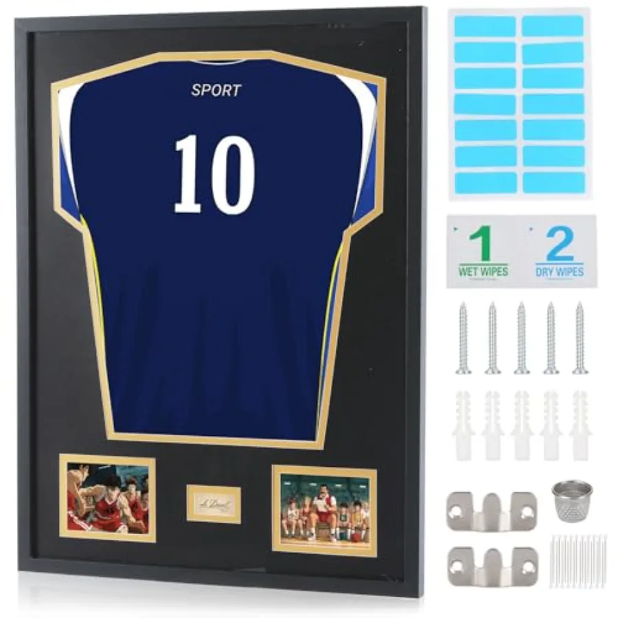

Jersey Frame Display Case Jersey Frame With Photo Slots Shirt Display Shadow Box Signature Display Slot 98% UV Protection Footb
