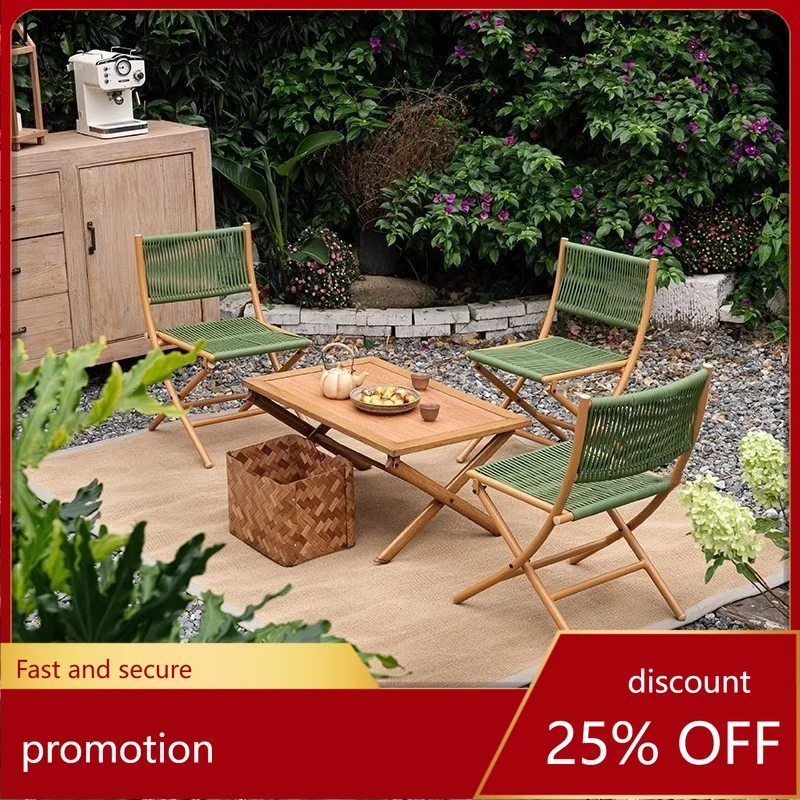 

ZMLOutdoor Garden Table and Chair Home Balcony Leisure Backrest Chair Camping Outdoor Folding Rattan Chair