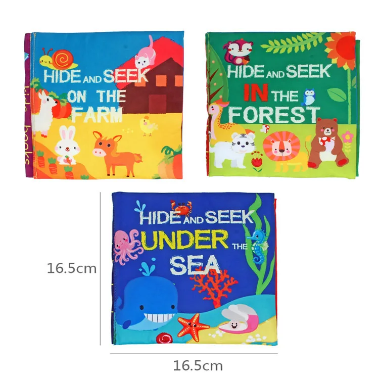 Baby Hide and Seek Cloth Book Early Learning Toy Tail Cloth Book Parent Child Interactive Sound Paper