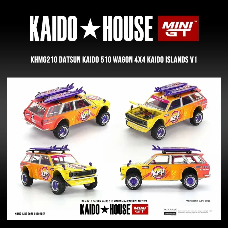 

PreSale KHMG 210 1:64 Datsun KAIDO 510 Wagon 4x4 Kaido ISLANDS V1 Openable Hood Diecast Car Model Kaido House MINIGT