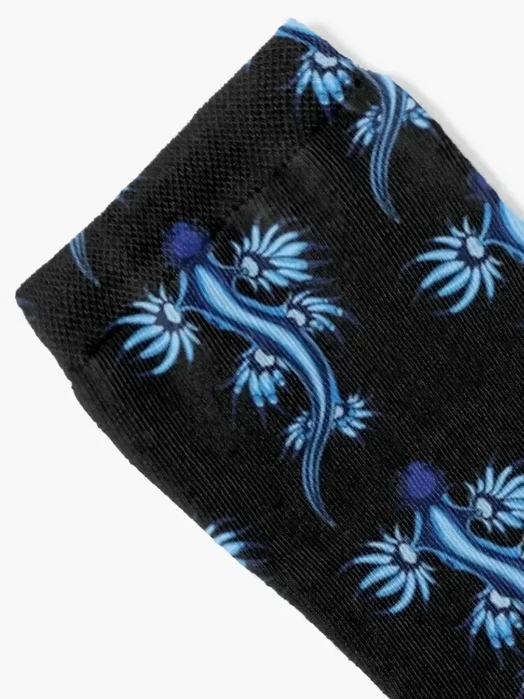 Nudibranche Exotique Glaucus Atlanticus Bleu et Blanc . classique Socks gym anti-slip Luxury Woman Socks Men's