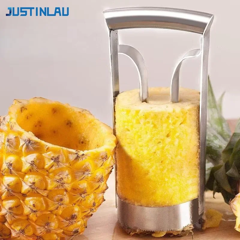 Descascador de Abacaxi em Aço Inoxidável JUSTINLAU, Cortador e Extrator de Polpa, Máquina de Remover o Centro, Faca de Cozinha Doméstica, Fatiador de Frutas