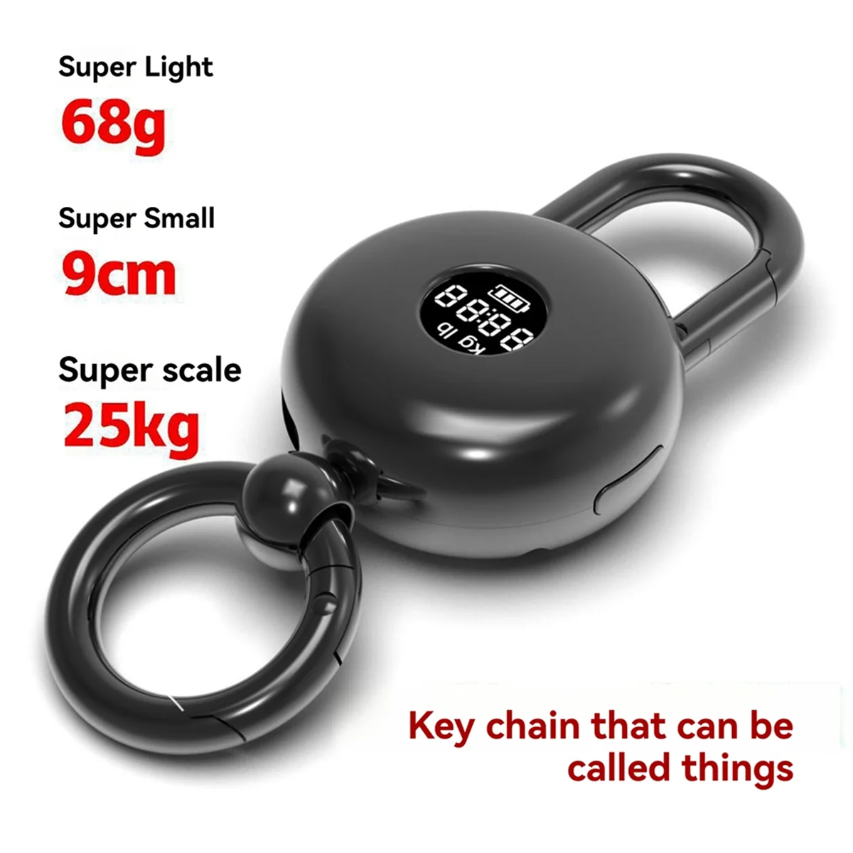 ABQR 2025 Mini Clock Keychain Weighing Scale, 3 in 1 Clock & Weighing Scale & Keychain, Mini Weighing Scale for Emergency