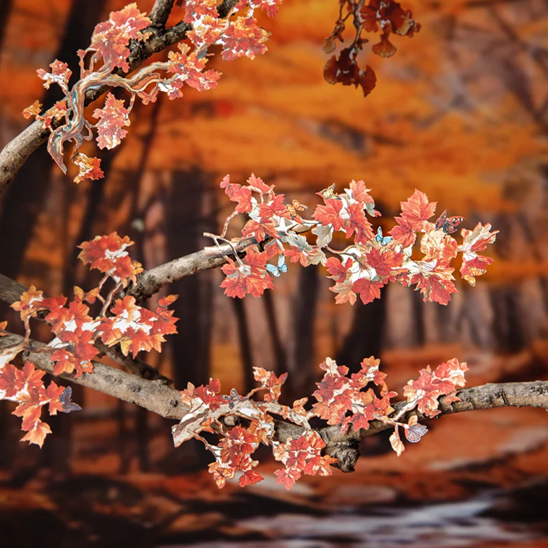 Mr. Paper-pegatinas de paisaje de vegetación, 2 hojas/paquete, pegatinas de paisaje de 4 estaciones que caen en ramas, decoración de papelería