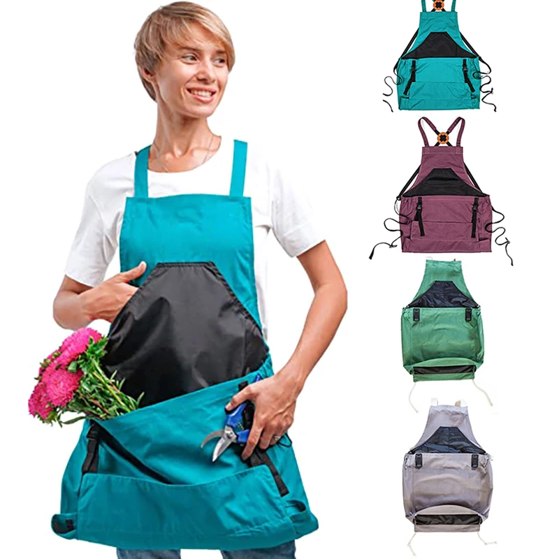 

Кухонный фартук с большим карманом и держателем для инструментов для рюкзака, идеально подходит для уборки и садоводства на открытом воздухе, фартук