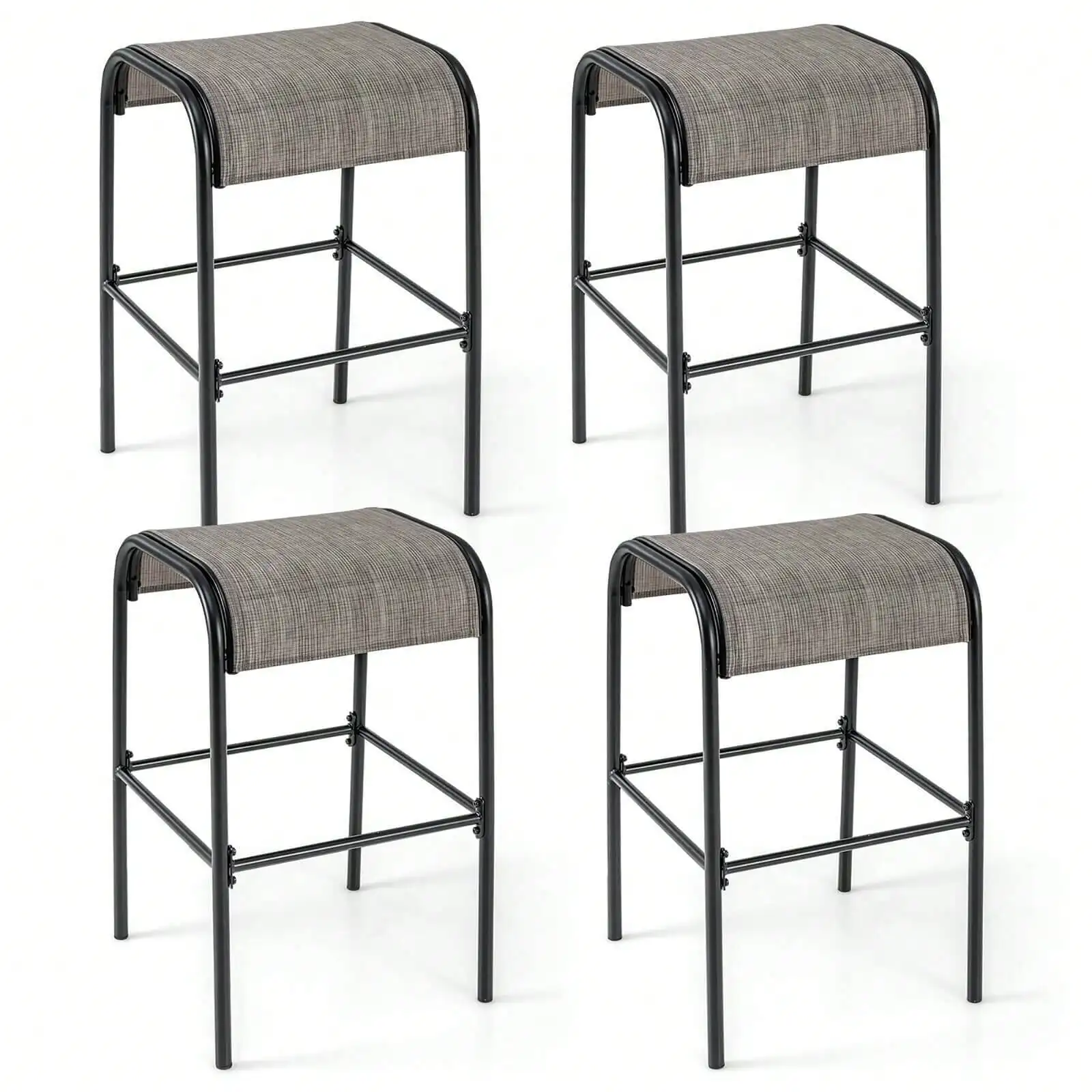 

4PCS 30'' Bar Height Bistro Stools Outdoor Bar Stools Breathable Fabric Seat