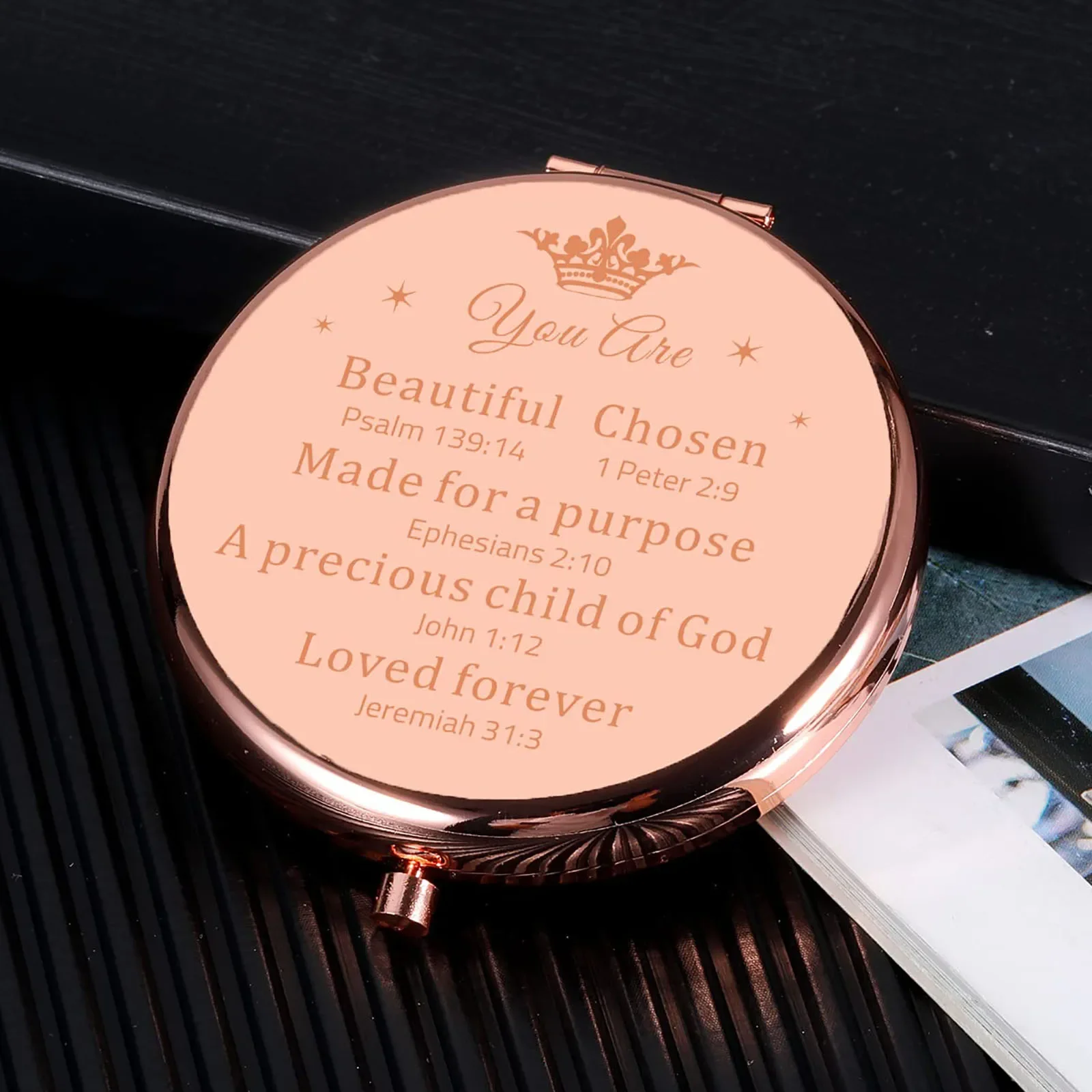 

Inspirational Christian Gift Mirror for Women Girls Daughter Friends Compact Mirror Birthday Christmas Baptism Religious Present