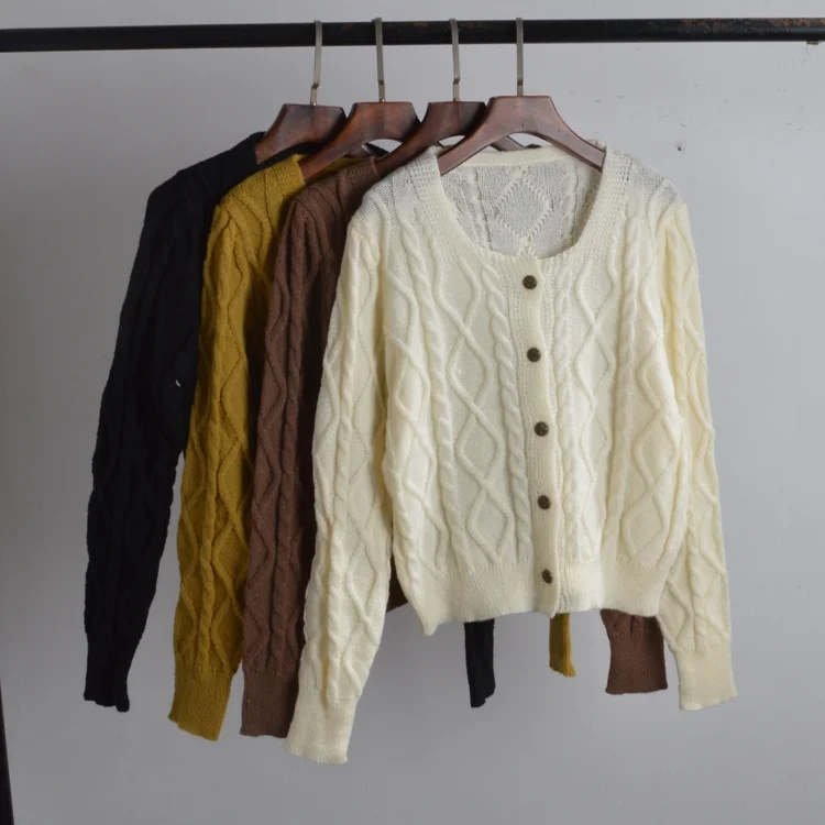 

Women's Knitted Sweater Cardigan Loose ort Sle Thi Yarn Metal Button Autumn Winter Faion Casual Color Commute Wear