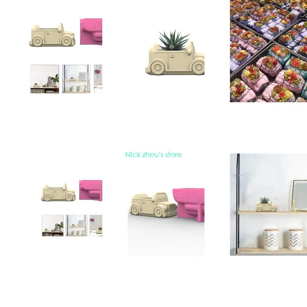 

E15E Small Motorcar Concrete Silicone Mold Flowerpot Cement Plaster Molds