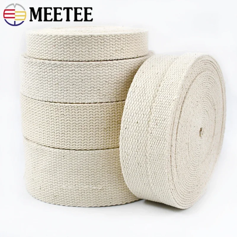 5/10Meters 20-50mm Cotton Webbing Polyester Cottons Ribbon Bag Backpack Strap Tapes Clothes Decor Canvas Belt DIY Accessories