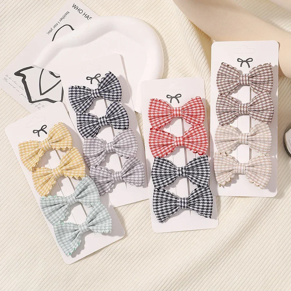 4 Teile/satz Mini 2,5 "Süße Bögen Haar Clips für Baby Mädchen Schöne Candy Farbe Plaid Haarnadeln Hairgripes Kopfbedeckung haar Zubehör