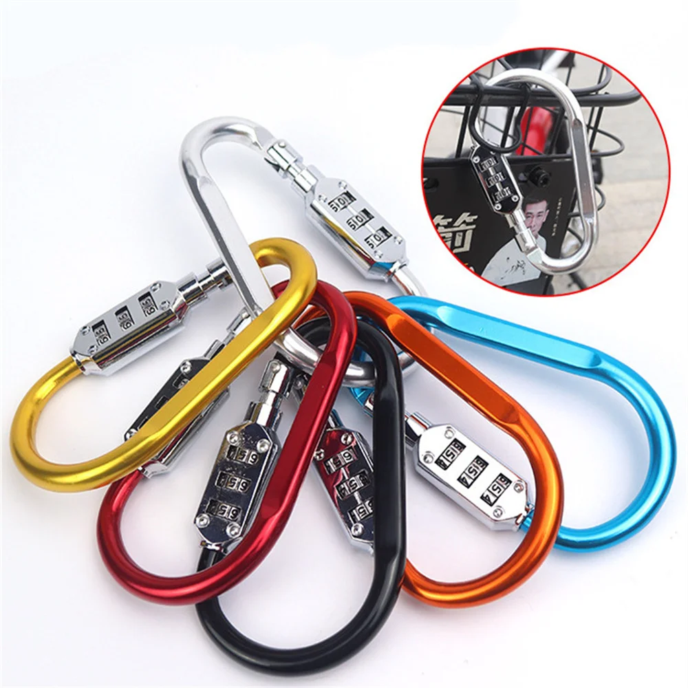 1Pc D-Shape Bike Lock 3 Digit Password Mountain Bike Lock Buckle Anti-theft Portable Motorcycle Security Lock for Helmet Luggage