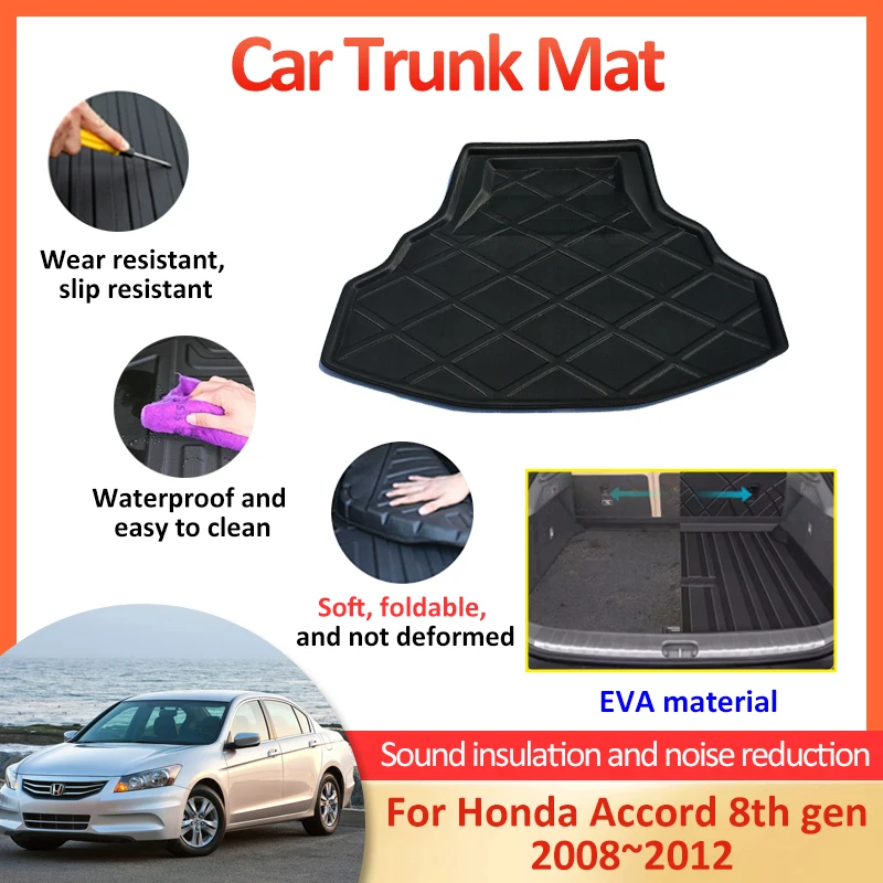 

For Honda Accord 8th Gen 2008 2009 2010 2011 2012 Waterproof Floor Tray Liner Cargo Boot Carpet Rear Trunk Protector Accessories