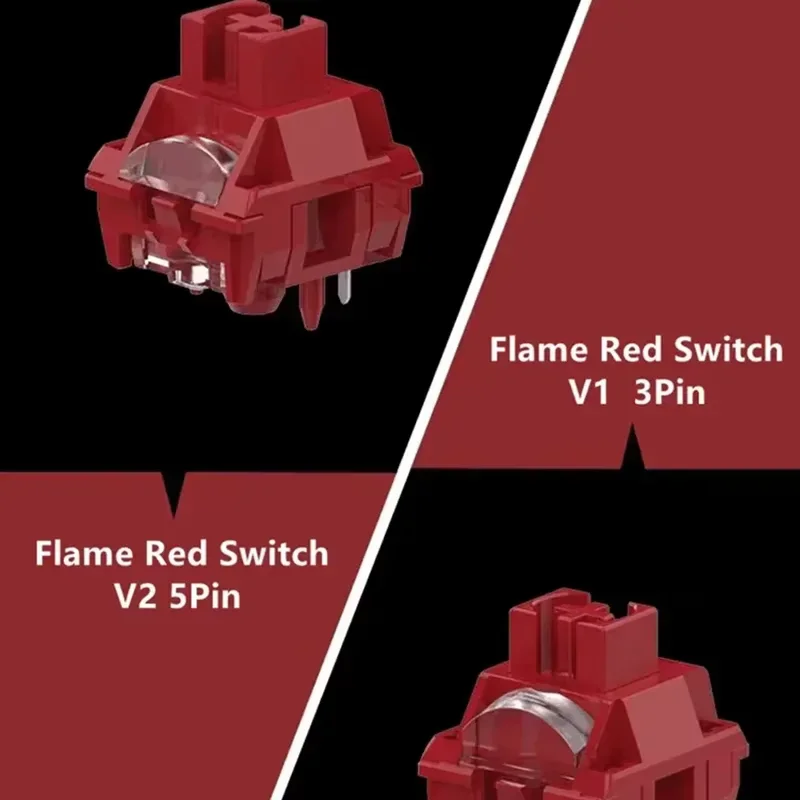 TTC Flame Red Switch V2 Mechanical Keyboard Linear Switch Extended Dust Proof Axis 5pin 45g HIFI 24mm Quick Trigger For Gaming