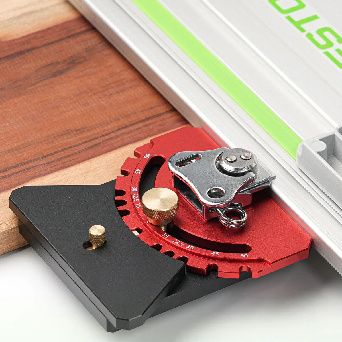 1pc Woodworking Track Saw Angle Fence Guide 0-180 Degrees Adjustable, Precision Aluminum Alloy Angle Stop for Track Saw Rails
