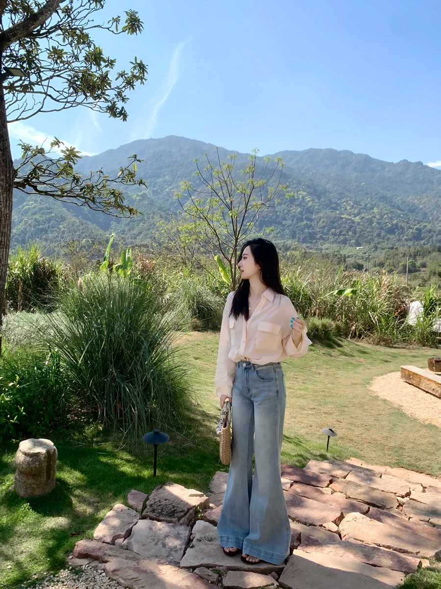 

Джинсы-клеш с высокой талией для женщин, весна-лето, новые, облегающие, с длинными штанинами, брюки-клеш на высоком каблуке, длиной до щиколотки