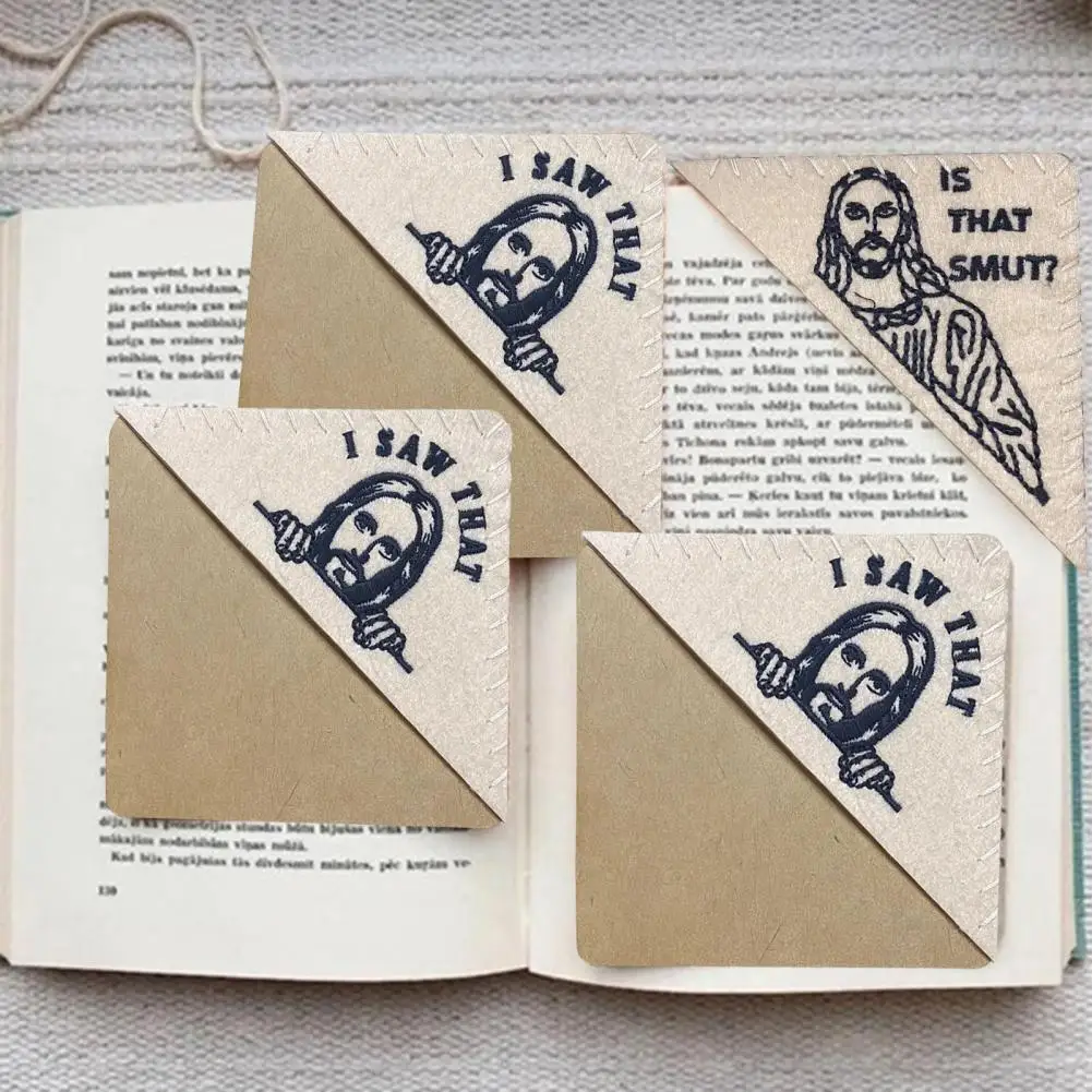 Jesus Bookmark Embroidery Peeking Jesusm Triangle Page Firmly Stitched Corner Book Lover Gift