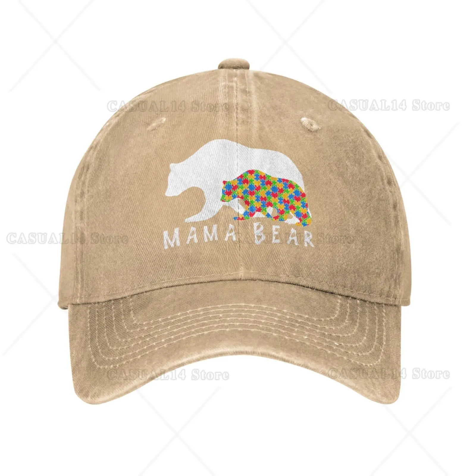 

Autism Awareness Mama Bear Unisex Baseball Cap Cotton Fits Men Women Washed Denim Adjustable Dad Hat