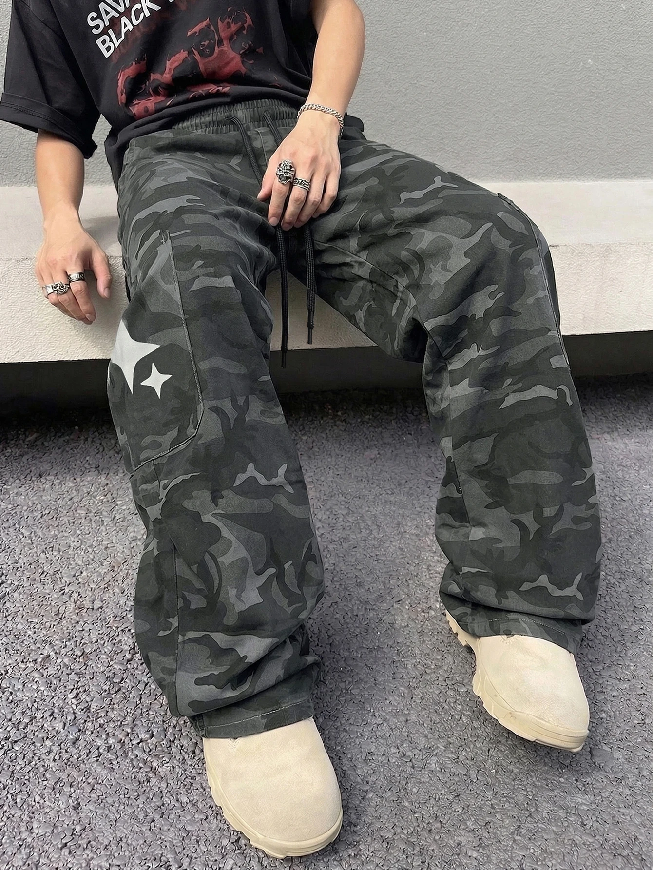 

Мужские повседневные брюки-карго с камуфляжным принтом, модные широкие брюки для активного отдыха, длинные прямые брюки-карго для прогулок, для мужчин.