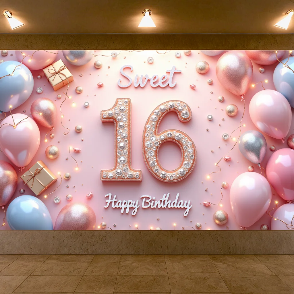 Diseño decorativo foto Prop dulce 16 pancarta decoración de cumpleaños para fiesta de cumpleaños evento decoración fiesta infantil
