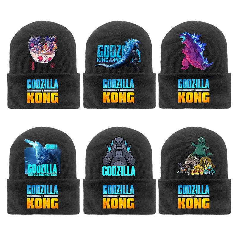 

Godzilla Kong Kids Knitted Hat Movie Cartoon Girl Beanie Hat Outdoor Casual Warm Hundred Take Knitted Caps Children's Adult Gift